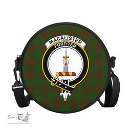 Scottish MacAlister of Glenbarr Hunting Tartan Round Crossbody Bags - Round Purse with Family Crest Scottish Plaid Tartan Plaid - ScotsTee - scotstee.com