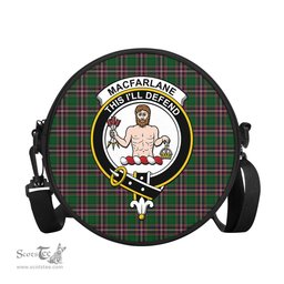 Scottish MacFarlane Hunting Tartan Round Crossbody Bags - Round Purse with Family Crest Scottish Plaid Tartan Plaid - ScotsTee - scotstee.com