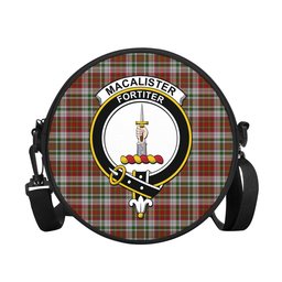 Scottish MacAlister Dress Tartan Round Crossbody Bags - Round Purse with Family Crest Scottish Plaid Tartan Plaid - ScotsTee - scotstee.com
