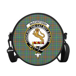 Scottish MacIntosh Hunting Ancient Tartan Round Crossbody Bags - Round Purse with Family Crest Scottish Plaid Tartan Plaid - ScotsTee - scotstee.com