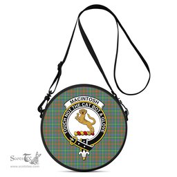 Scottish MacIntosh Hunting Ancient Tartan Round Crossbody Bags - Round Purse with Family Crest Scottish Plaid Tartan Plaid - ScotsTee - scotstee.com
