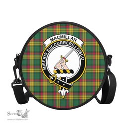 Scottish MacMillan Old Ancient Tartan Round Crossbody Bags - Round Purse with Family Crest Scottish Plaid Tartan Plaid - ScotsTee - scotstee.com