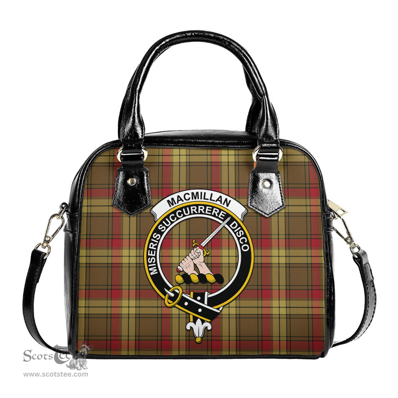 Scottish MacMillan Old Weathered Tartan Shoulder Handbags with Family Crest Scottish Plaid Tartan Plaid - ScotsTee - scotstee.com