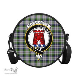 Scottish MacNaughton Dress Tartan Round Crossbody Bags - Round Purse with Family Crest Scottish Plaid Tartan Plaid - ScotsTee - scotstee.com