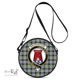 Scottish MacNaughton Dress Tartan Round Crossbody Bags - Round Purse with Family Crest Scottish Plaid Tartan Plaid - ScotsTee - scotstee.com