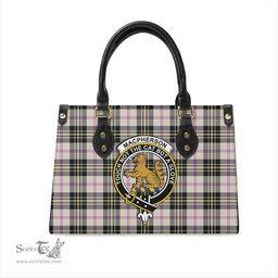 Scottish MacPherson Dress Ancient Tartan Leather Bag for Women with Family Crest Scottish Plaid Tartan Plaid - ScotsTee - scotstee.com