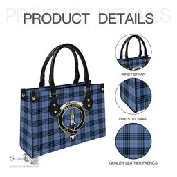 Scottish MacKay Blue Tartan Leather Bag for Women with Family Crest Scottish Plaid Tartan Plaid - ScotsTee - scotstee.com