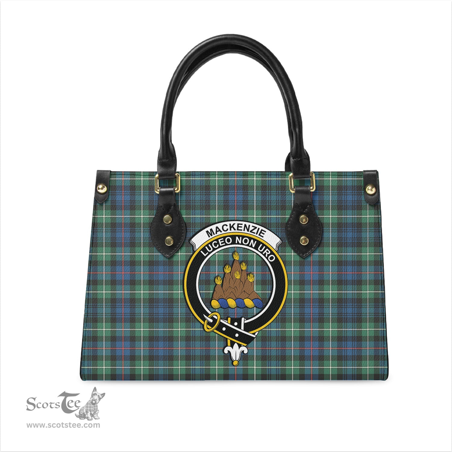 Scottish MacKenzie Ancient Tartan Leather Bag for Women with Family Crest Scottish Plaid Tartan Plaid - ScotsTee - scotstee.com