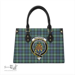 Scottish MacKenzie Ancient Tartan Leather Bag for Women with Family Crest Scottish Plaid Tartan Plaid - ScotsTee - scotstee.com
