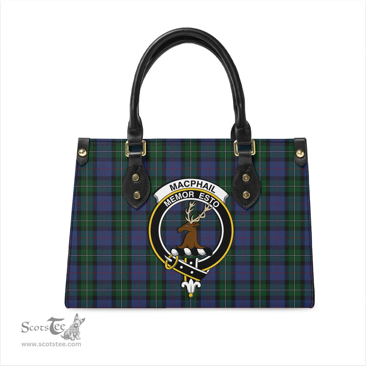 Scottish MacPhail Hunting Tartan Leather Bag for Women with Family Crest Scottish Plaid Tartan Plaid - ScotsTee - scotstee.com