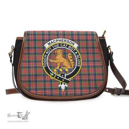 Scottish MacPherson Ancient Tartan Saddle Crossbody Bag with Family Crest Scottish Plaid Tartan Plaid - ScotsTee - scotstee.com