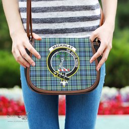 Scottish MacKinlay Ancient Tartan Saddle Crossbody Bag with Family Crest Scottish Plaid Tartan Plaid - ScotsTee - scotstee.com