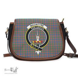 Scottish MacIntyre Ancient Tartan Saddle Crossbody Bag with Family Crest Scottish Plaid Tartan Plaid - ScotsTee - scotstee.com