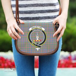 Scottish MacIntyre Ancient Tartan Saddle Crossbody Bag with Family Crest Scottish Plaid Tartan Plaid - ScotsTee - scotstee.com