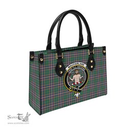 Scottish MacFarlane Hunting Ancient Tartan Leather Bag for Women with Family Crest Scottish Plaid Tartan Plaid - ScotsTee - scotstee.com