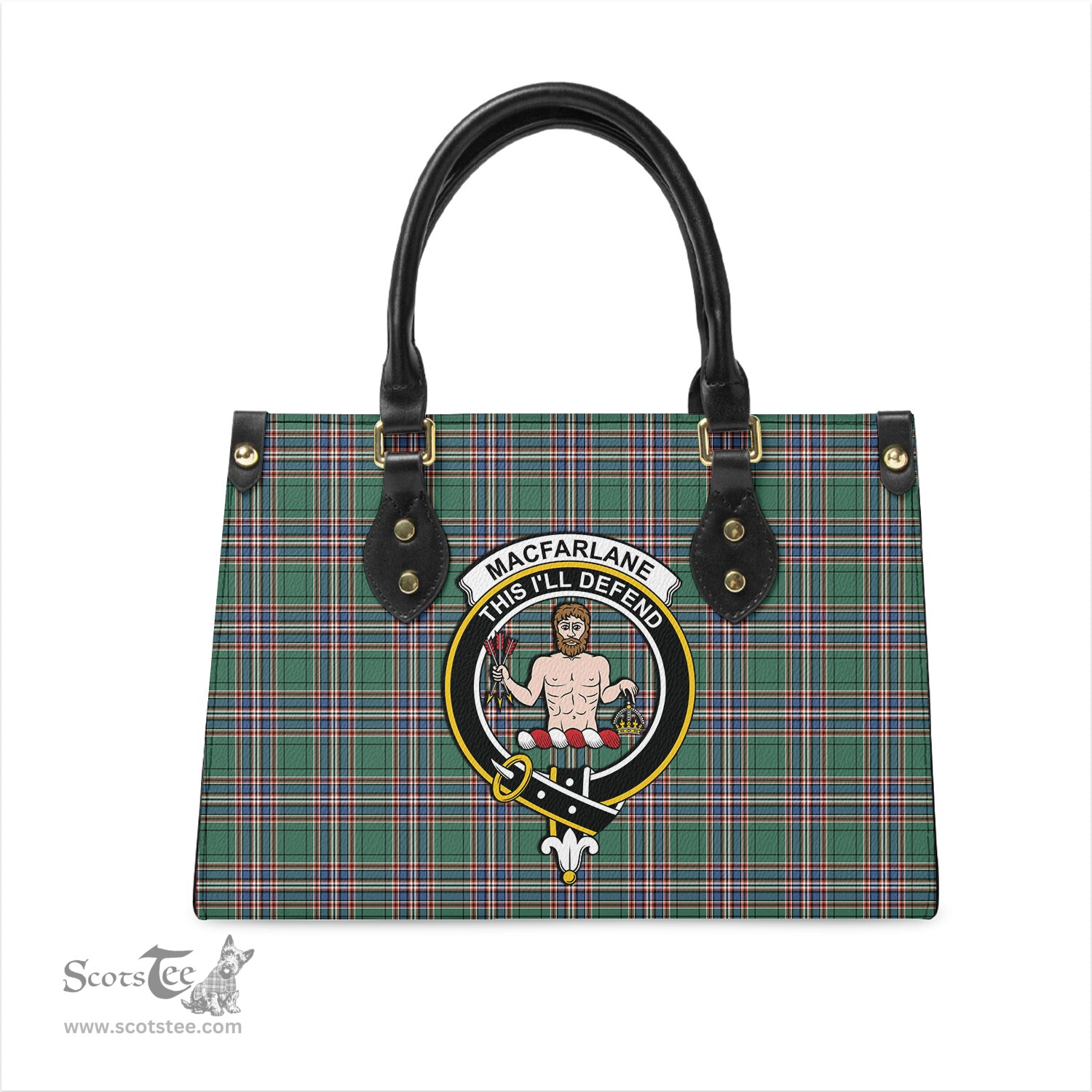 Scottish MacFarlane Hunting Ancient Tartan Leather Bag for Women with Family Crest Scottish Plaid Tartan Plaid - ScotsTee - scotstee.com