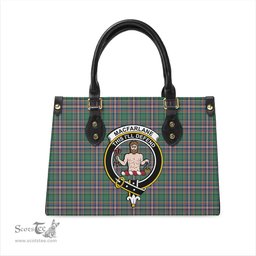 Scottish MacFarlane Hunting Ancient Tartan Leather Bag for Women with Family Crest Scottish Plaid Tartan Plaid - ScotsTee - scotstee.com