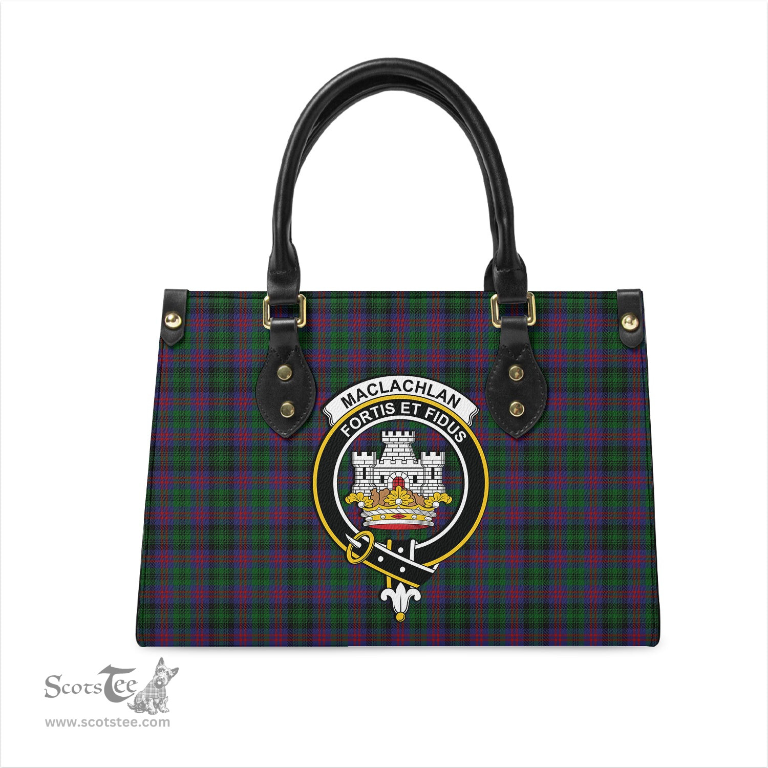 Scottish MacLachlan Hunting Tartan Leather Bag for Women with Family Crest Scottish Plaid Tartan Plaid - ScotsTee - scotstee.com
