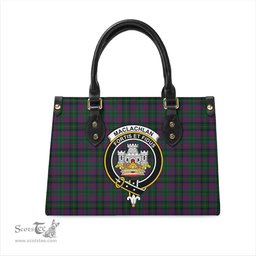 Scottish MacLachlan Hunting Tartan Leather Bag for Women with Family Crest Scottish Plaid Tartan Plaid - ScotsTee - scotstee.com