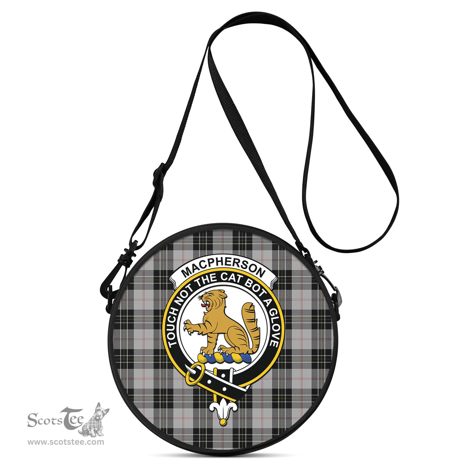 Scottish MacPherson Dress Tartan Round Crossbody Bags - Round Purse with Family Crest Scottish Plaid Tartan Plaid - ScotsTee - scotstee.com