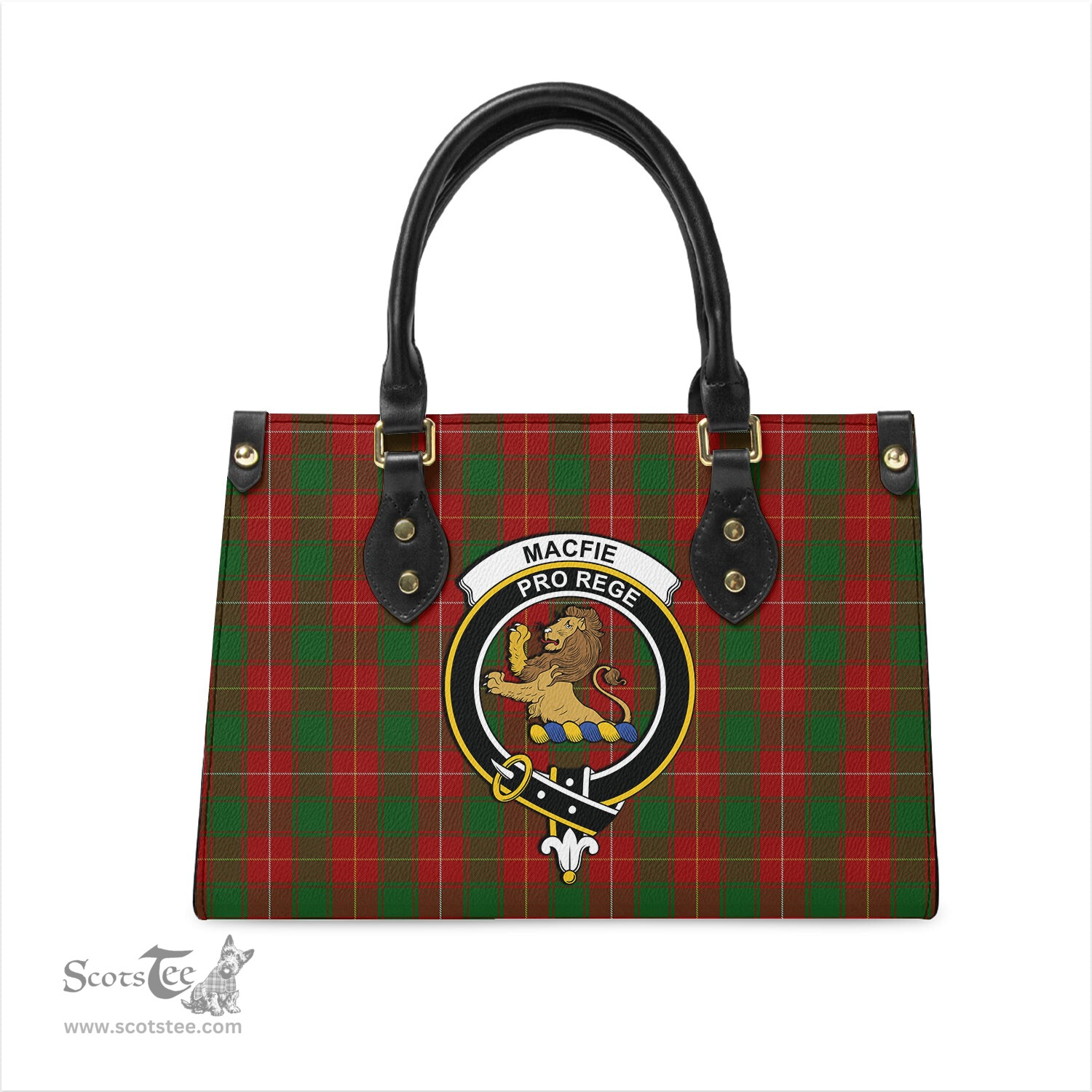 Scottish MacFie Tartan Leather Bag for Women with Family Crest Scottish Plaid Tartan Plaid - ScotsTee - scotstee.com