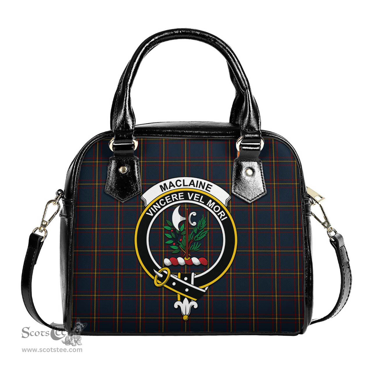 Scottish MacLaine of Lochbuie Hunting Tartan Shoulder Handbags with Family Crest Scottish Plaid Tartan Plaid - ScotsTee - scotstee.com