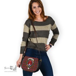 Scottish MacNaughton Tartan Saddle Crossbody Bag with Family Crest Scottish Plaid Tartan Plaid - ScotsTee - scotstee.com