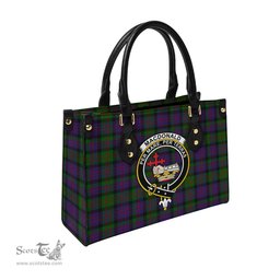 Scottish MacDonald Tartan Leather Bag for Women with Family Crest Scottish Plaid Tartan Plaid - ScotsTee - scotstee.com