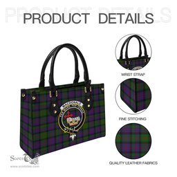 Scottish MacDonald Tartan Leather Bag for Women with Family Crest Scottish Plaid Tartan Plaid - ScotsTee - scotstee.com