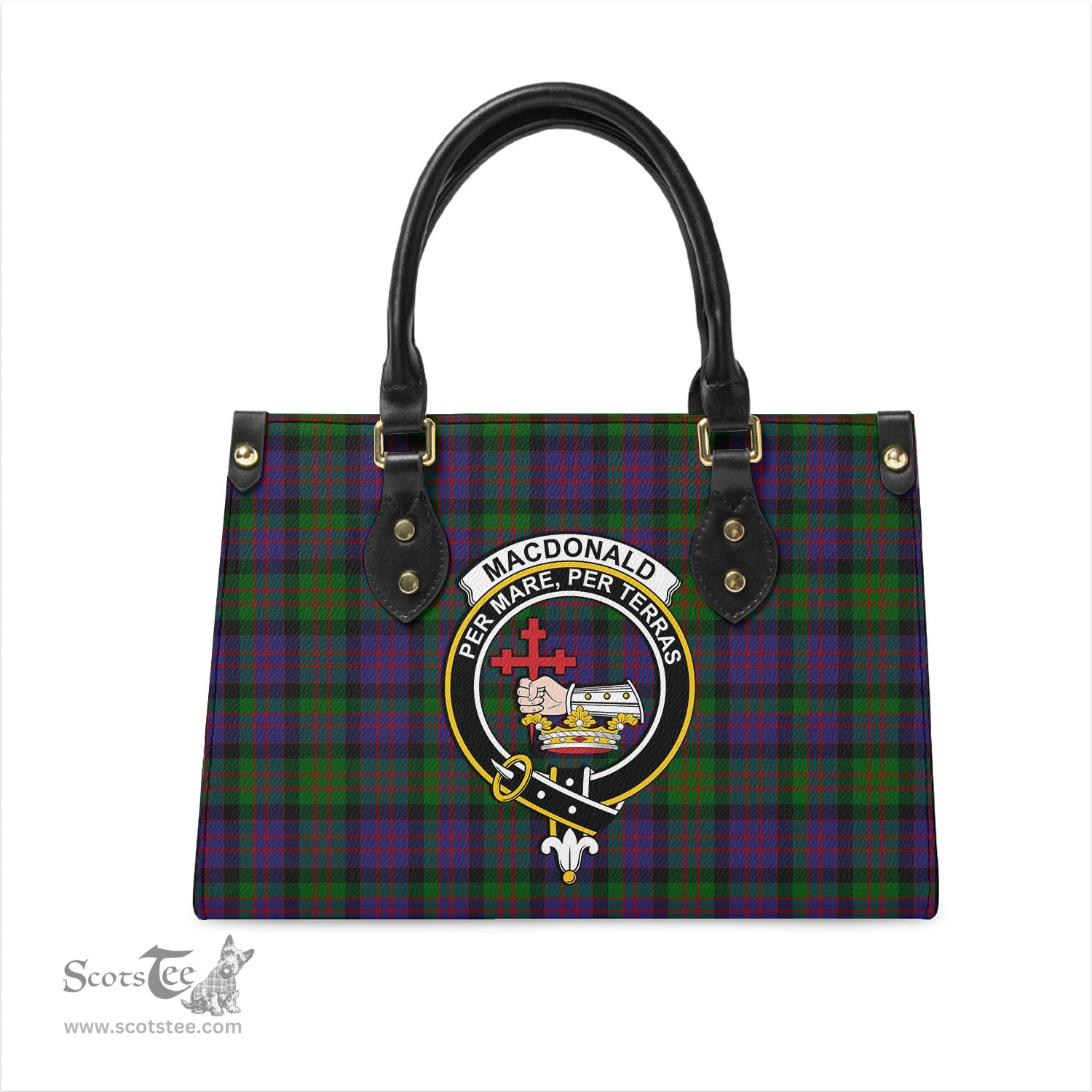 Scottish MacDonald Tartan Leather Bag for Women with Family Crest Scottish Plaid Tartan Plaid - ScotsTee - scotstee.com