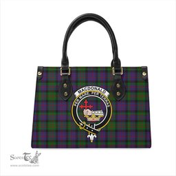 Scottish MacDonald Tartan Leather Bag for Women with Family Crest Scottish Plaid Tartan Plaid - ScotsTee - scotstee.com