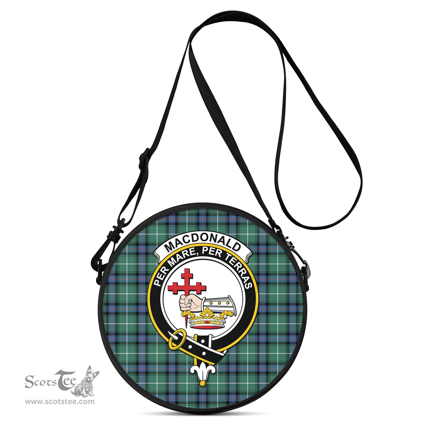 Scottish MacDonald of the Isles Hunting Ancient Tartan Round Crossbody Bags - Round Purse with Family Crest Scottish Plaid Tartan Plaid - ScotsTee - scotstee.com