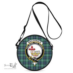 Scottish MacDonald of the Isles Hunting Ancient Tartan Round Crossbody Bags - Round Purse with Family Crest Scottish Plaid Tartan Plaid - ScotsTee - scotstee.com