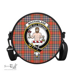 Scottish MacFarlane Ancient Tartan Round Crossbody Bags - Round Purse with Family Crest Scottish Plaid Tartan Plaid - ScotsTee - scotstee.com