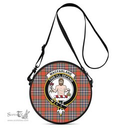 Scottish MacFarlane Ancient Tartan Round Crossbody Bags - Round Purse with Family Crest Scottish Plaid Tartan Plaid - ScotsTee - scotstee.com