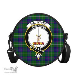 Scottish MacIntyre Hunting Modern Tartan Round Crossbody Bags - Round Purse with Family Crest Scottish Plaid Tartan Plaid - ScotsTee - scotstee.com