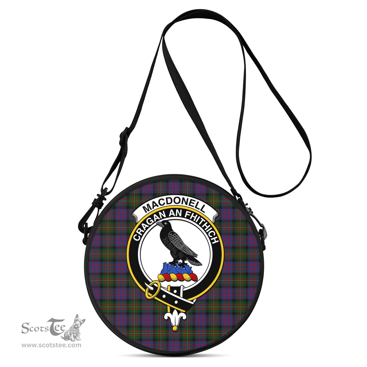 Scottish MacDonell of Glengarry Tartan Round Crossbody Bags - Round Purse with Family Crest Scottish Plaid Tartan Plaid - ScotsTee - scotstee.com