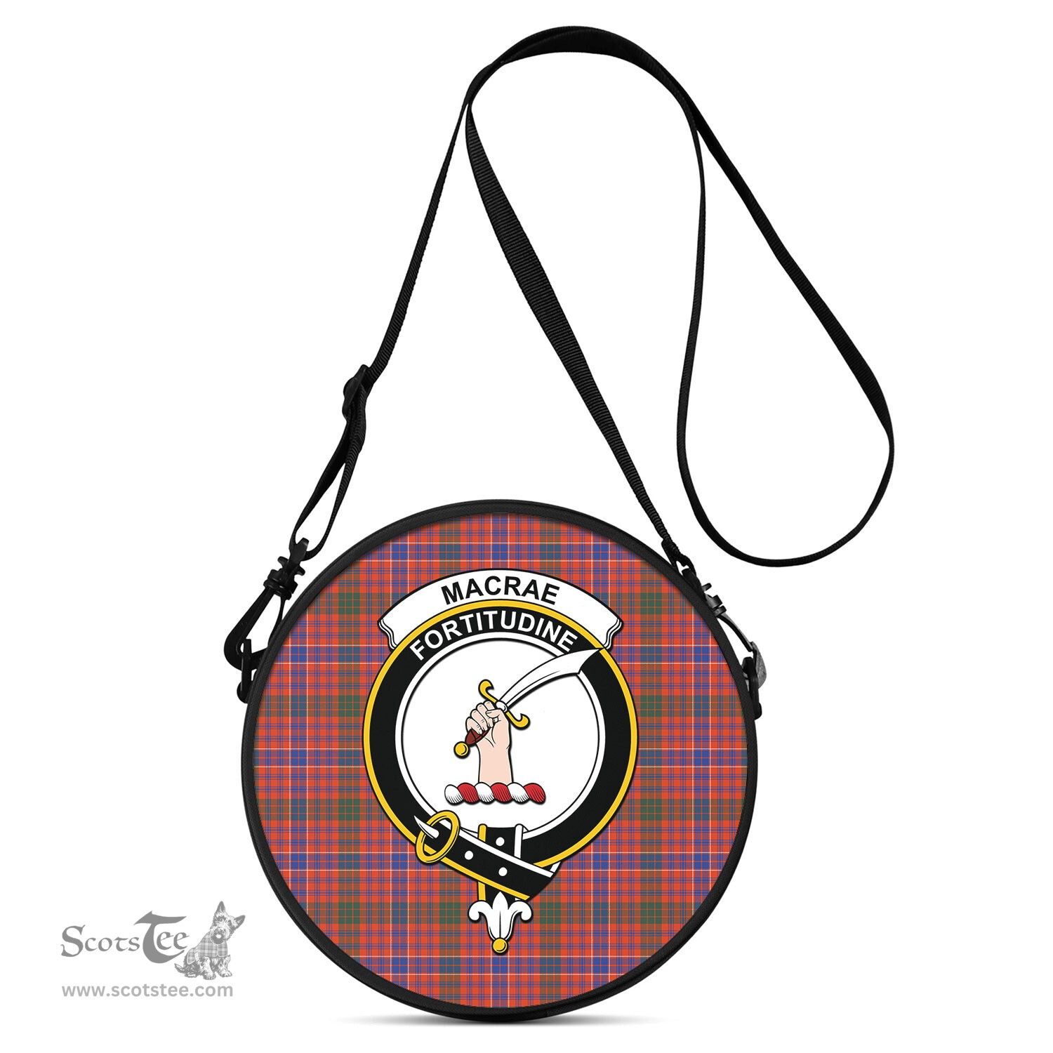 Scottish MacRae Ancient Tartan Round Crossbody Bags - Round Purse with Family Crest Scottish Plaid Tartan Plaid - ScotsTee - scotstee.com
