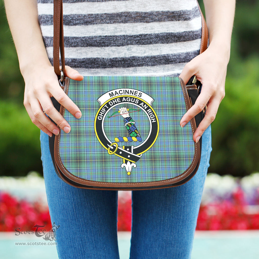 Scottish MacInnes Ancient Tartan Saddle Crossbody Bag with Family Crest Scottish Plaid Tartan Plaid - ScotsTee - scotstee.com