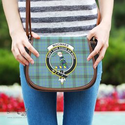 Scottish MacInnes Ancient Tartan Saddle Crossbody Bag with Family Crest Scottish Plaid Tartan Plaid - ScotsTee - scotstee.com