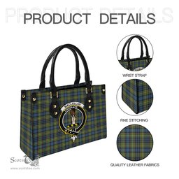 Scottish MacLellan Ancient Tartan Leather Bag for Women with Family Crest Scottish Plaid Tartan Plaid - ScotsTee - scotstee.com