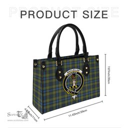 Scottish MacLellan Ancient Tartan Leather Bag for Women with Family Crest Scottish Plaid Tartan Plaid - ScotsTee - scotstee.com
