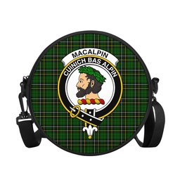 Scottish MacAlpin Modern Tartan Round Crossbody Bags - Round Purse with Family Crest Scottish Plaid Tartan Plaid - ScotsTee - scotstee.com