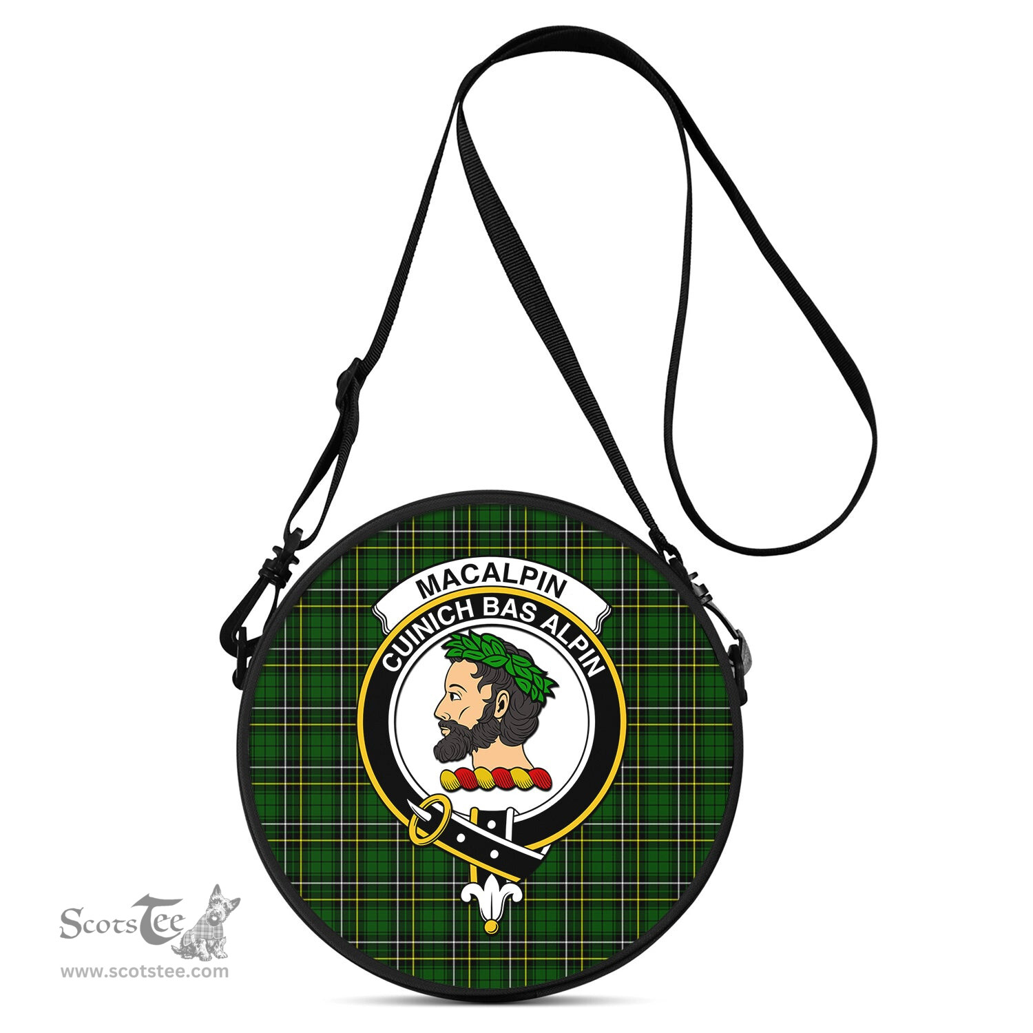 Scottish MacAlpin Modern Tartan Round Crossbody Bags - Round Purse with Family Crest Scottish Plaid Tartan Plaid - ScotsTee - scotstee.com