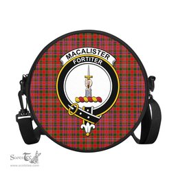 Scottish MacAlister Modern Tartan Round Crossbody Bags - Round Purse with Family Crest Scottish Plaid Tartan Plaid - ScotsTee - scotstee.com