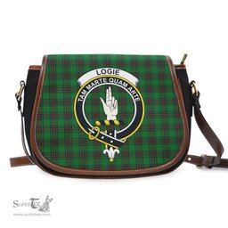 Scottish Logie Tartan Saddle Crossbody Bag with Family Crest Scottish Plaid Tartan Plaid - ScotsTee - scotstee.com
