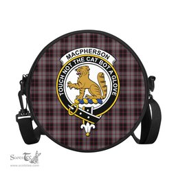 Scottish MacPherson Hunting Tartan Round Crossbody Bags - Round Purse with Family Crest Scottish Plaid Tartan Plaid - ScotsTee - scotstee.com
