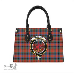 Scottish MacDuff Ancient Tartan Leather Bag for Women with Family Crest Scottish Plaid Tartan Plaid - ScotsTee - scotstee.com