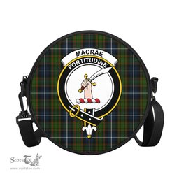 Scottish MacRae Hunting Tartan Round Crossbody Bags - Round Purse with Family Crest Scottish Plaid Tartan Plaid - ScotsTee - scotstee.com
