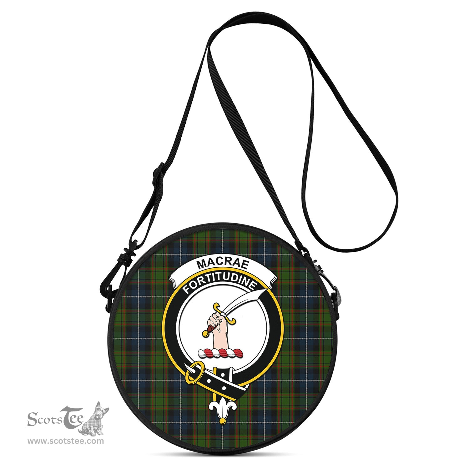 Scottish MacRae Hunting Tartan Round Crossbody Bags - Round Purse with Family Crest Scottish Plaid Tartan Plaid - ScotsTee - scotstee.com